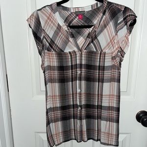 Vince Camuto plaid blouse